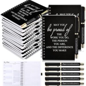 20 Pcs/ 10 Set Employee Appreciation Gifts 2025 Planner Bulk Weekly Journals A6 to Do List Notepads Bulk Motivational Pens Spiral Notebooks for school counselor Graduation Team (Black)