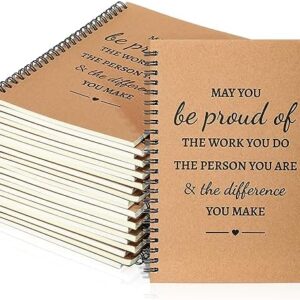 12 Pcs A5 Inspirational Spiral Notebook Bulk Appreciation Gift 6x8 Inch Motivational Notepad 100 Page/50sheet Lined College Ruled Journal for Employee Coworker Teacher Nurse(Brown)